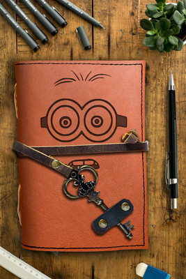 DI-KRAFT Handmade Classic Design Leather-Printed Leather A6 Diary Unruled 200 Pages(Brown 3)