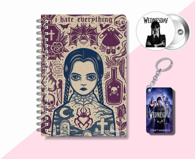 craft maniacs 2025 COLLECTIONN KEYCHAIN & ONE BADGE A5 Notebook RULED 160 Pages(Multicolor)