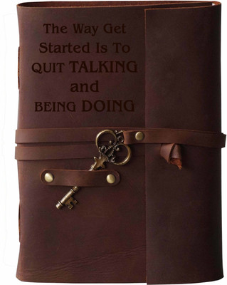 MAKENSTYLECOLLECTION Handmade Diary with Motivational Quotes on leather Cover A5 Diary Unruled 144 Pages(Brown)