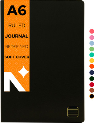 NEORAH Ruled Journal Notebook - 110 GSM - Softcover A6 Note Book SINGLE LINE 160 Pages(Black)