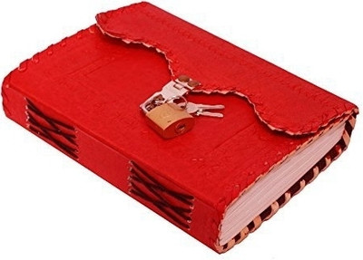 KRISHNA HANDICRAFTS Leather Journal A5 Diary Plain 100 Pages(Red)