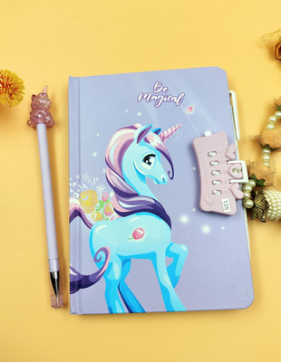 Paper Bear Unicorn A4 Diary ruled 70 Pages(Purple)