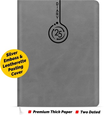 Abstract Collection PU Leather Finish Hard bound 2 Date diary B5 Size B5 Diary Single Rule 186 Pages(Grey)