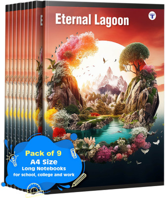 Target Publications A4 Long Notebooks | 172 Pages | Single Line Copy |Set of 9 A4 Notebook Ruled 172 Pages(Multicolor, Pack of 9)