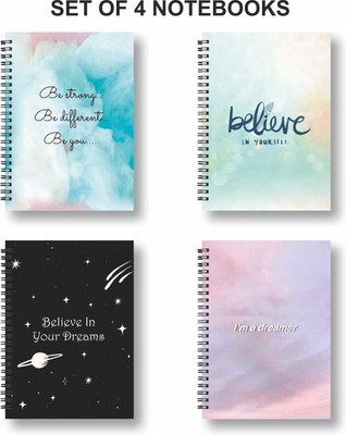 Papco Notebook A5 Diary Ruled 144 Pages(Black, Violet, Pack of 4)