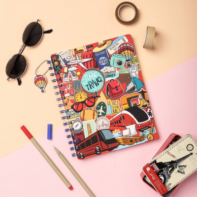 Doodle Hardcover Wiro/Sprial B5 Notebook | Ruled 80gsm, 160 Pages(Around the World)