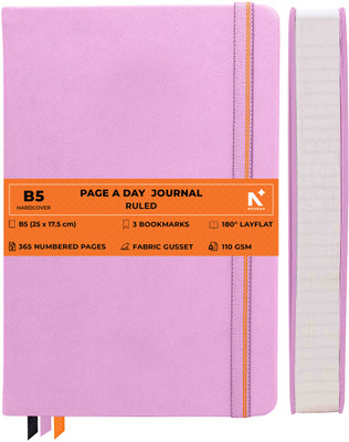 NEORAH 368Pages-110 Gsm |PAGE A DAY RULED Notebook Journal |Back Pocket |3 Book Mark B5 Journal Ruled 368 Pages(Lavander)
