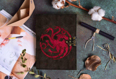 Warner Bros. GOT Theme Dragon Leather Diary A5 Journal Unruled 200 Pages(multicolor12)