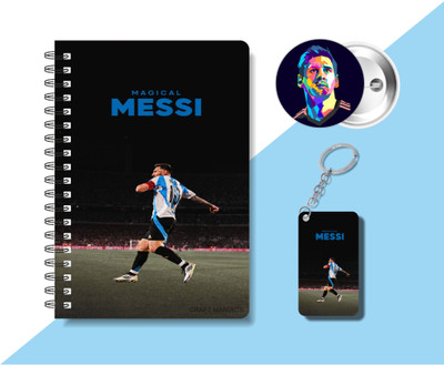 craft maniacs FOOTBALLER DIARY & KEYCHAIN & BADGE A5 Diary RULED 120 Pages(Multicolor)