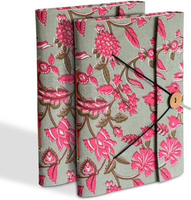 KUBER INDUSTRIES Handicraft Notebook A5 Diary Floral Print Diary With Lock System for Home, Traveling, Office Packof 2 (Green) 100 Pages(Green, Pack of 2)