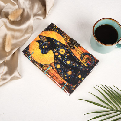 JUNZIO Handmade Diary A5 Diary Unruled 200 Pages(Black)