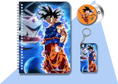 craft maniacs DRAGON BALL Z DIARY & 2 FREEBIE A5 Notebook RULED 120 Pages(Multicolor, Pack of 3)