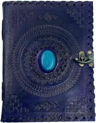Dev HC Leather Handmade Stone Diary With Unlined Pages For Office and Personal Use A5 Diary Plain 100 Pages(Dark Brown)
