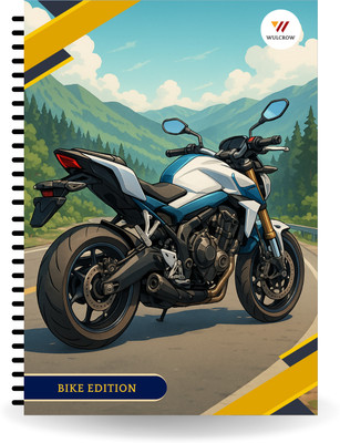 Wulcrow Premium Notebook | BIKE EDITION B | A5 Notebook UNRULED 140 Pages(Black)