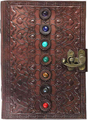 Prathak Exports PE 7 Stone Leather Diary Made with Handmade Pages A5 Diary Plain 100 Pages(Brown)