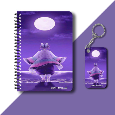 craft maniacs DEMON SLAYER DIARY & KEYCHAIN A5 Diary RULED 160 Pages(Multicolor)