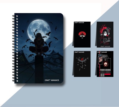 craft maniacs ITACHI UCHIHA DIARY & 4 MAGNETIC BOOKMARKS A5 Diary RULED 120 Pages(Blue)