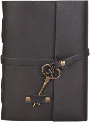 Bonjour Store Handcrafted Belt Lock Journal Leather Diary (200 Pages-120 GSM) A5 Diary 100 200 Pages(Black)
