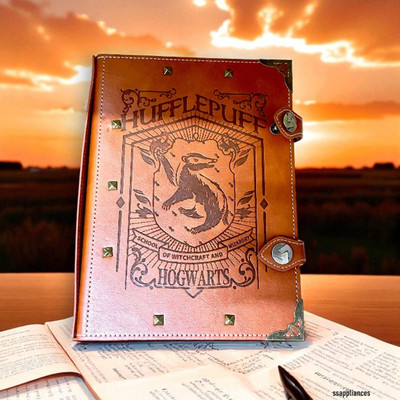 SSAppliances Harry potter diary |Leather|Hogwarts Hufflepuff Design | A4 Diary PRINTED & MIX LINE 100 Pages(Multicolor)
