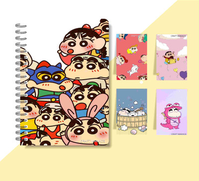 craft maniacs SHINCHAN DIARY & 4 MAGNETIC BOOKMARKS 2025 A5 Diary RULED 160 Pages(Multicolor)