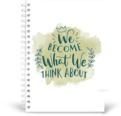 PurpleBees We become what we think about Quotes Diary Motivational A5 Notebook Plain 150 Pages(Multicolor)