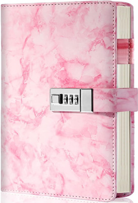 Niralasa Marble Diary Journal with Lock for Girls and Women - Secret Diaries Regular Diary Ruled 192 Pages(Pink)