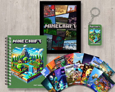 craft maniacs MINECRAFT GIFTING COMBO A5 Diary RULED 120 Pages(Black)