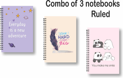 ROT RIX combo of 3 Notebooks A5 Diary ruled 144 Pages(Multicolor, Pack of 3)