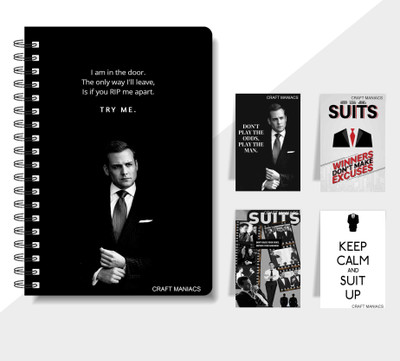craft maniacs SUITS 2025 COMBO A5 Notebook RULED 160 Pages(Multicolor)