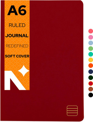 NEORAH Ruled Journal Notebook - 110 GSM - Softcover A6 Note Book Single Ruled 160 Pages(Red)