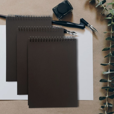 TORTUGA Spiral-Bound Sketchpad for Artists | Sketching and Drawing Acid Free Paper, A5 Notebook Unruled 100 Pages(Black, Pack of 3)