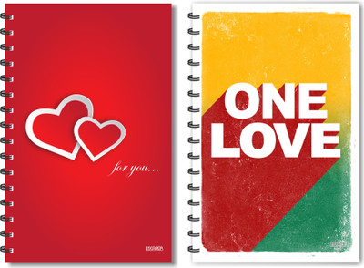 ESCAPER One Love & Red Hearts For You Designer Diaries, Designer Notebook, Notepads - Pack of 2 Diaries A5 Diary Ruled 160 Pages(Multicolor, Pack of 2)