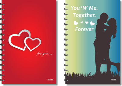 ESCAPER You N Me together forever & Red Hearts For You Designer Diaries, Designer Notebook, Notepads - Pack of 2 Diaries A5 Diary Ruled 160 Pages(Multicolor, Pack of 2)