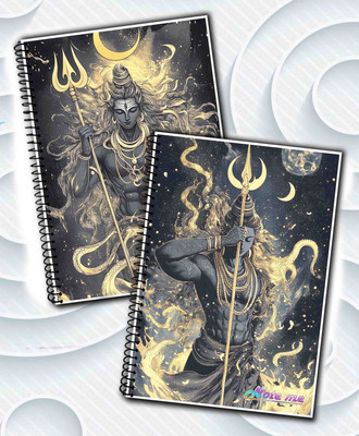 NOTEme Trishul & Moonlight Art Design A5 Notebook Unruled 200 Pages(Multicolor, Pack of 2)