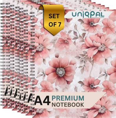 UNIQPAL SET OF 7 A4 Notebook UNRULED 120 Pages(Multicolor, Pack of 7)