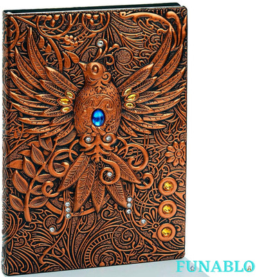 FUNABLO 3D Vintage Leather Diary A5 Diary yes 200 Pages(Phoenix(RedBronze))
