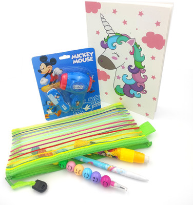 poksi NC 5023 DIARY SET- ALL STATIONERY INCLUDED GIVEN IN THE IMAGE A4 Gift Set RULED 80 Pages(WHITE PINK, Pack of 6)