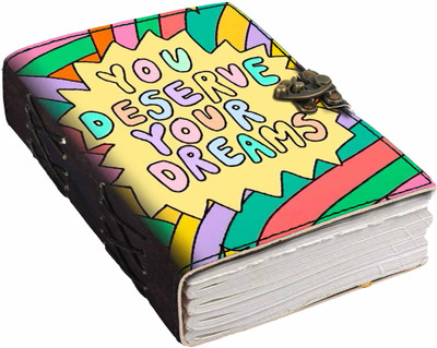DI-KRAFT Printed Designer leather cover Diary with Lock For Office|Gift|SIZE 5*7 INCHES A5 Diary unruled 200 Pages(multicolor45)
