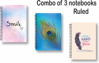 ROT RIX combo of 3 Notebooks A5 Diary ruled 144 Pages(Multicolor, Pack of 3)