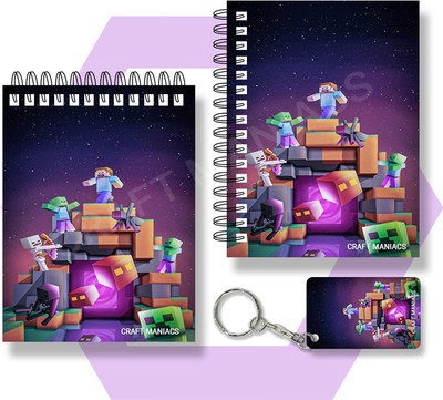 craft maniacs MINECRAFT A6 NOTEBOOKS A6 Notebook UNRULED 100 Pages(Purple)