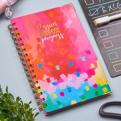Doodle Undated Daily Planner | Hard Cover Wiro Bound A5 Planner | 80 GSM Lay Flat Design with Metal Corners | Plan your day, To do List Ruled 192 Pages(Path to Progress)