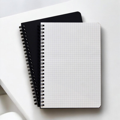 INNAXA A5 Black Cover Square Grid Notebook,A5 Journal, 100 GSM Paper A5 Notebook Square Grid 120 Pages(Black-Grid, Pack of 2)
