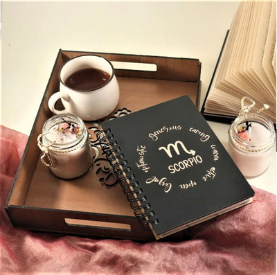 hariom trading and co Scorpio Zodiac Sign. MDF Handcraft Designer Diary A5 Diary Ruled 160 Pages(Black)
