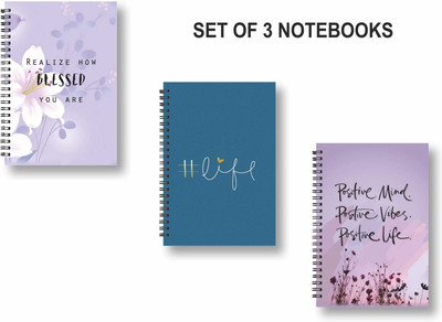 ROT RIX combo of 3 Notebooks A5 Diary Unruled 144 Pages(Violet, Multicolor, Pack of 3)