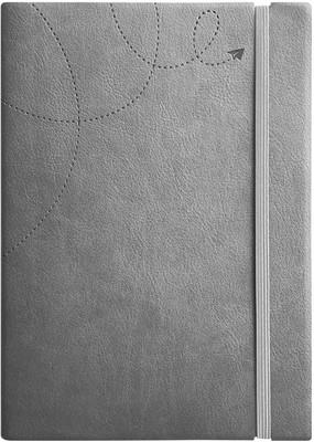 ANUPAM Flxy Notebook College Ruled Notebook 80 Gsm Paper Leather Textured PU A5 Diary with Timeless Paper Plane Impression Cover Matching Elastic Closure 192 Pages(Grey)