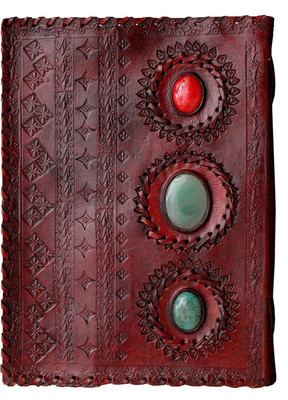 Anshika International Leather Journal Diary Book with Premium Paper Quality Hand Embossed Foliage Patterned Flap Cover Gift, Travel Diary (H) 10*(L) 7 Yellow (Brown) Regular Diary Unruled 100 Pages(Brown)