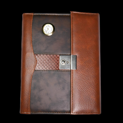 UBROFIT Lock & Key Executive Diary 2025 with 3-Folder Clock and Calculator Soft Leather B5 Diary Single Ruled 365 Pages(Brown)