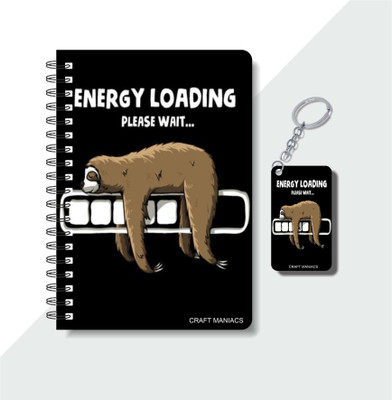 craft maniacs CUTE PUN 2025 NOTEBOOKS & KEYCHAIN A5 Diary RULED 120 Pages(Multicolor)