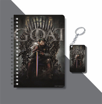 craft maniacs FOOTBALLER DIARY & KEYCHAIN A5 Note Book RULED 120 Pages(Multicolor)