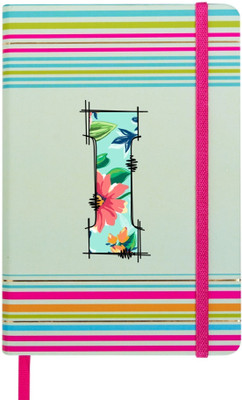 Doodle Stripes Theme Premium Hard Bound B6 Notebook Diary Ruled 192 Pages(Initial I)
